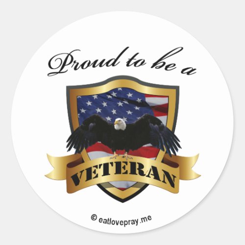 Proud to be a Veteran Classic Round Sticker