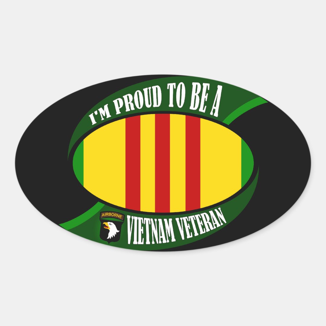 Proud to be a Vietnam Vet Oval Sticker Zazzle