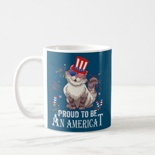 Proud To Be Americat Cat US Flag Happy Fourth 4th Coffee Mug