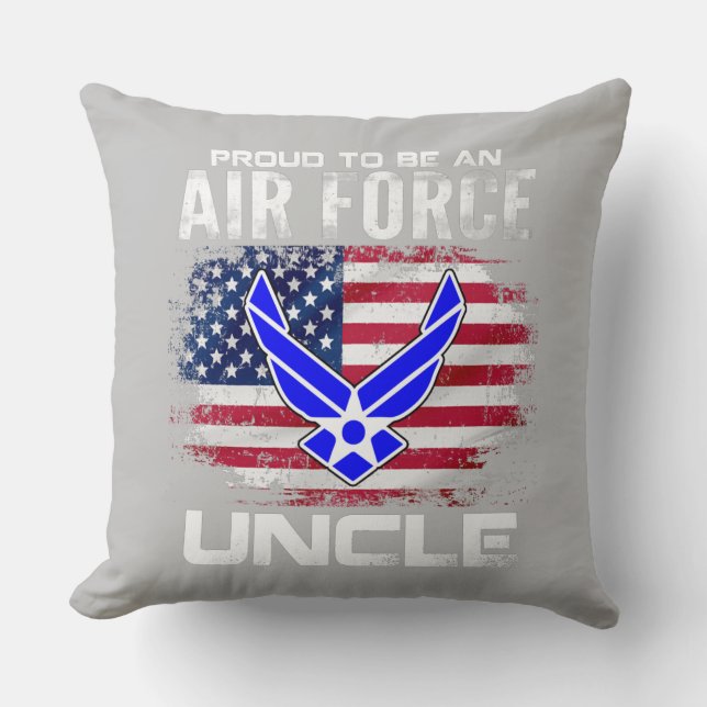 Proud To Be An Air Force Uncle With American Flag Throw Pillow (Front)