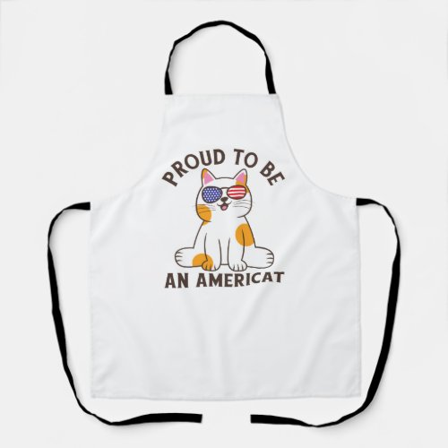 Proud To Be An American Cat 4th of July Apron