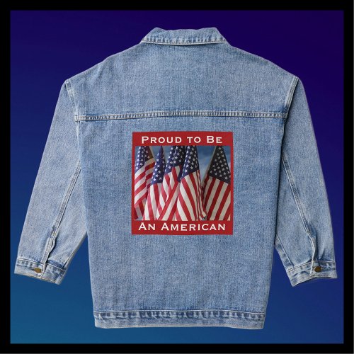 Proud to Be An American Flags Red White Blue Denim Jacket