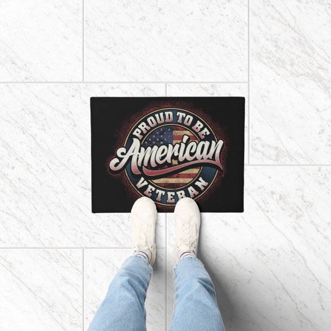 Proud to Be an American Veteran Doormat (Indoor)