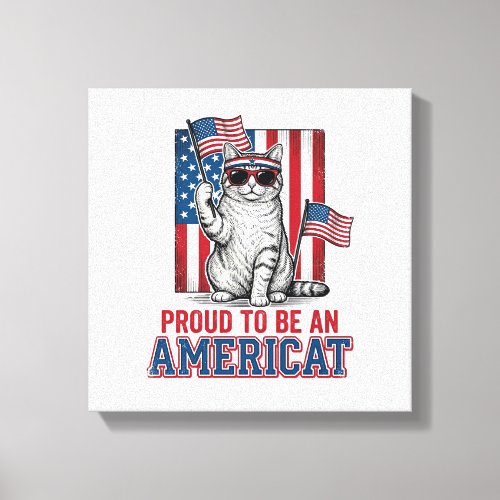 Proud To Be An Americat Patriotic Cat Shirt_1 Canvas Print