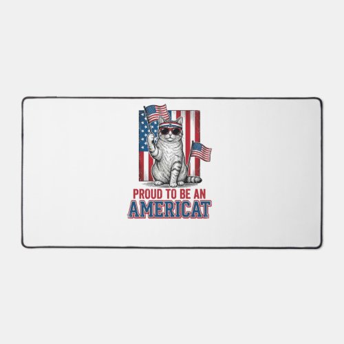Proud To Be An Americat Patriotic Cat Shirt_1 Desk Mat