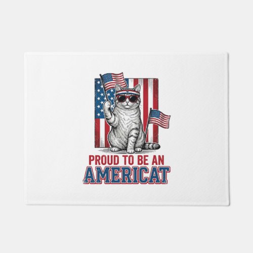 Proud To Be An Americat Patriotic Cat Shirt_1 Doormat