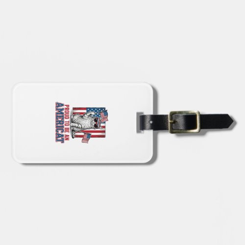 Proud To Be An Americat Patriotic Cat Shirt_1 Luggage Tag