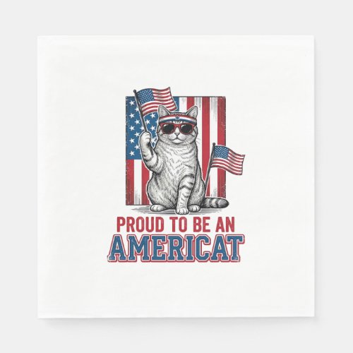 Proud To Be An Americat Patriotic Cat Shirt_1 Napkins