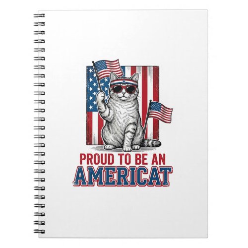 Proud To Be An Americat Patriotic Cat Shirt_1 Notebook
