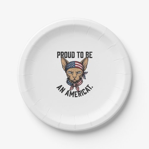 Proud To Be An Americat Patriotic Cat Shirt_1 Paper Plates