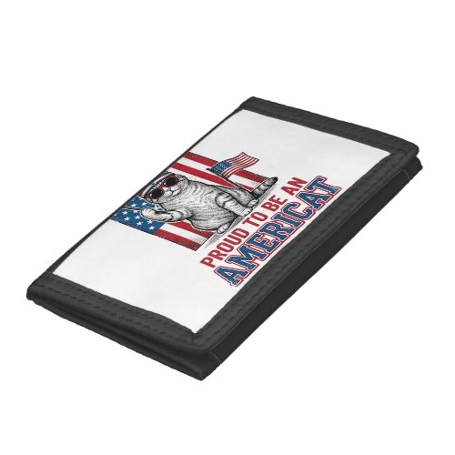 Proud To Be An Americat Patriotic Cat Shirt_1 Trifold Wallet