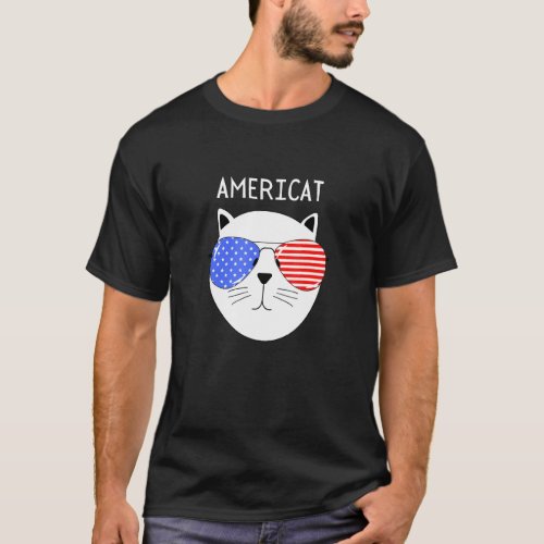 Proud to be an Americat  Patriotic Cat T_Shirt