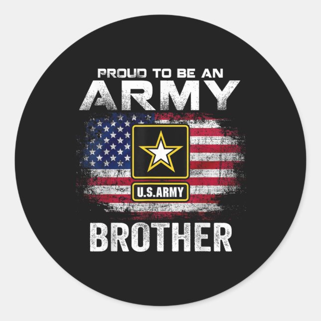 Proud To Be An Army Brother With American Flag Gif Classic Round Sticker (Front)