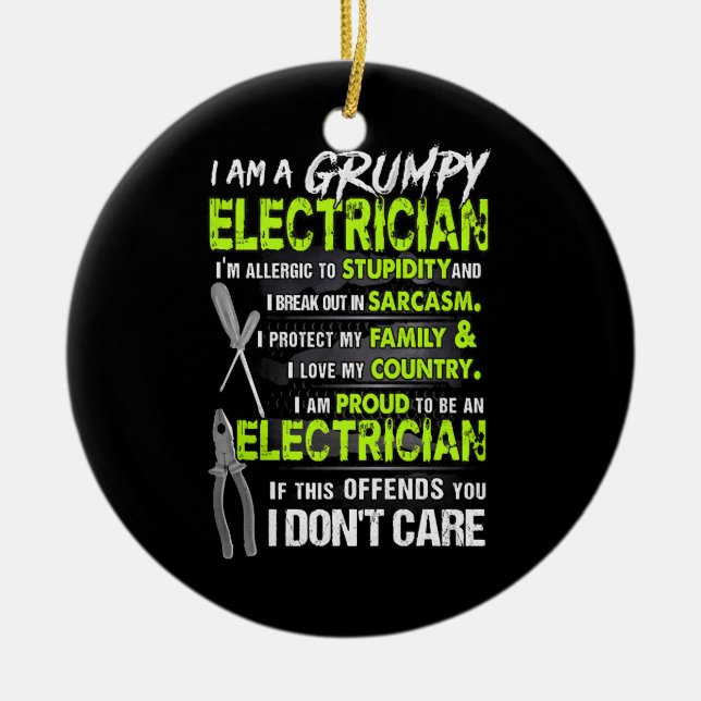 Proud to be an Electrician Ceramic Ornament (Front)