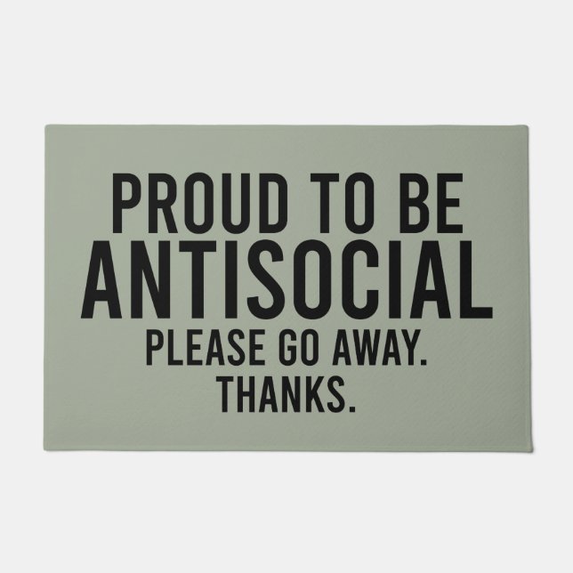Proud To Be Antisocial Funny Introvert Doormat (Front)