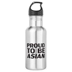 Proud to be Asian, black letters Stainless Steel Water Bottle