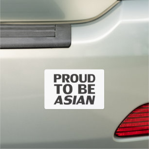Proud to be Asian, black white bumper Car Magnet