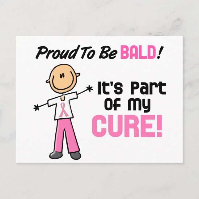 Proud To Be Bald Breast Cancer Stick Figure Postcard (Front)