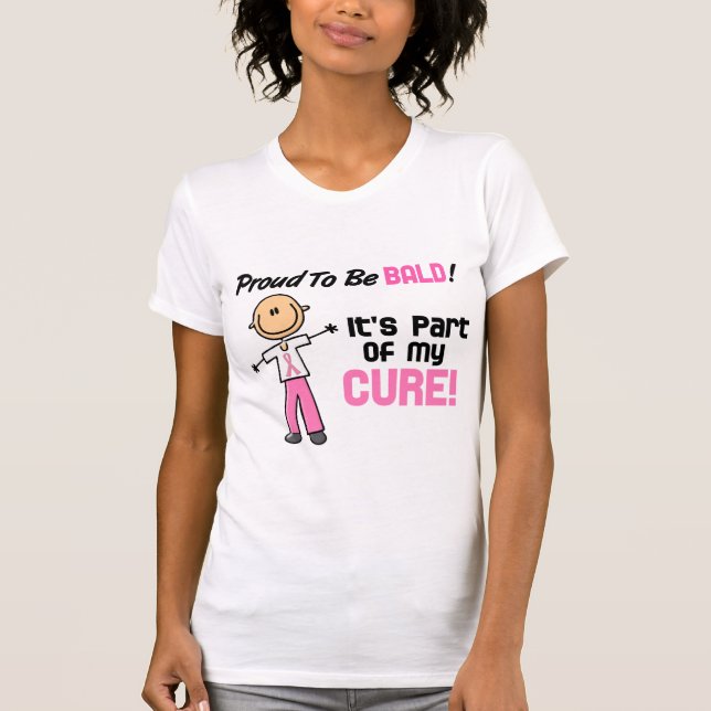 Proud To Be Bald Breast Cancer Stick Figure T-Shirt (Front)