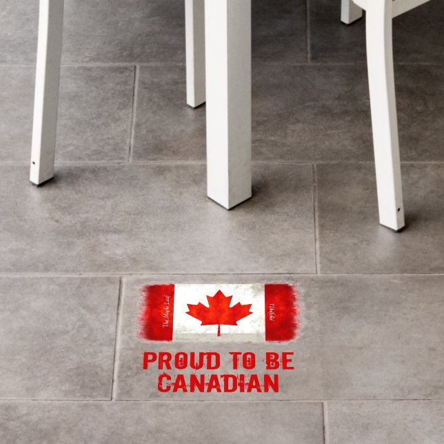Proud to be Canadian Maple Leaf Flag Floor Decal (Restaurant)
