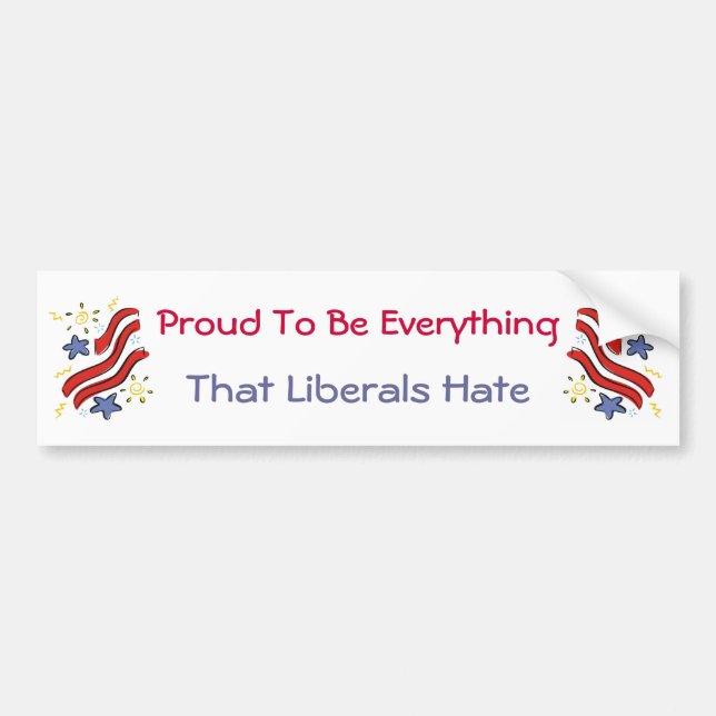 Proud To Be Everything Liberals Hate Bumper Sticke Sticker (Front)