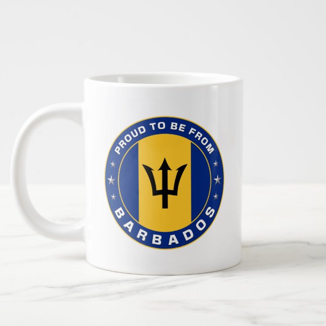 Proud To Be From Barbados Giant Coffee Mug (Left)