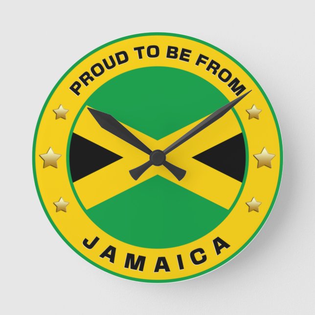 Proud To Be From Jamaica Round Clock (Front)