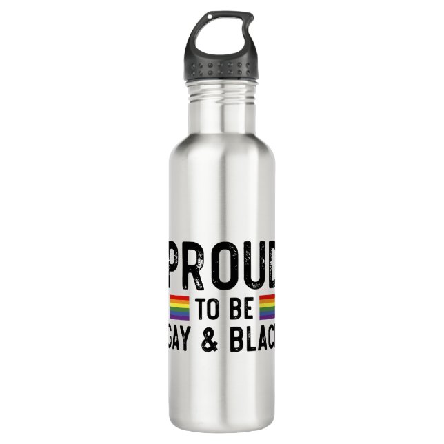 Proud To Be Gay And Black Pride Month 2025 Stainless Steel Water Bottle (Front)