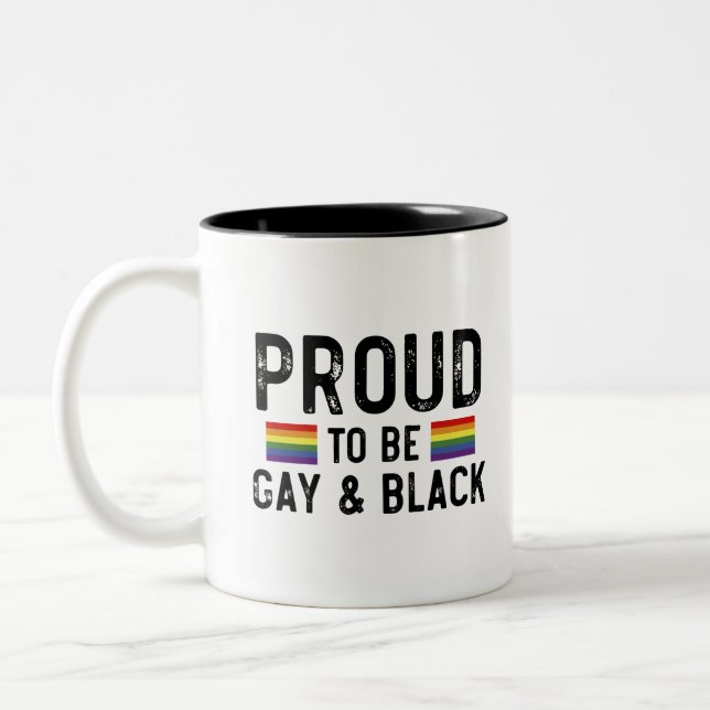 Proud To Be Gay And Black Pride Month 2025 Two-Tone Coffee Mug (Left)