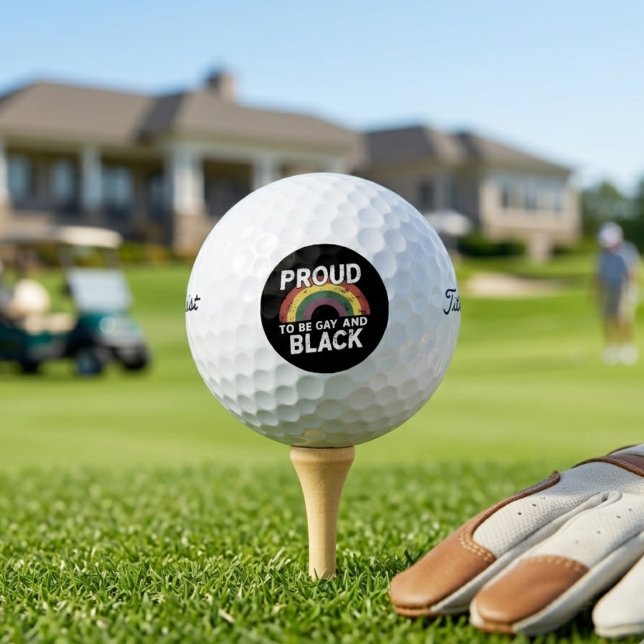 Proud to Be Gay and Black Rainbow Pride Quote Golf Balls (Creator Uploaded)