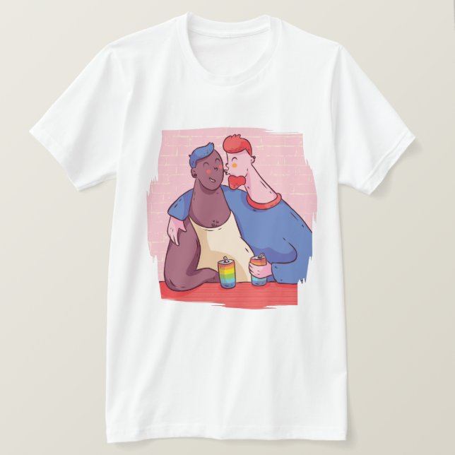 Proud To Be Gay Love Has No Gender Men Kiss T-Shirt (Design Front)