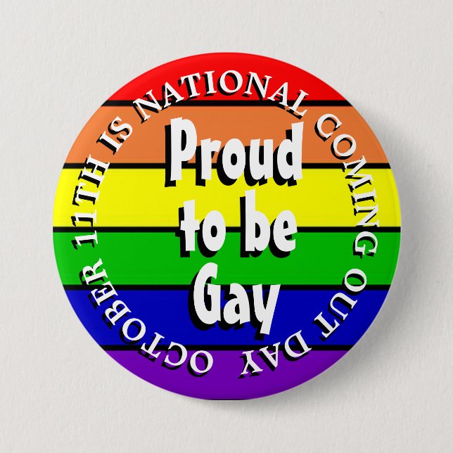 Proud to be Gay, National Coming Out Day Button (Front)