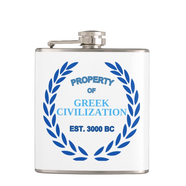 Proud to be Greek -Property of Greek Civilization Flask (Front)