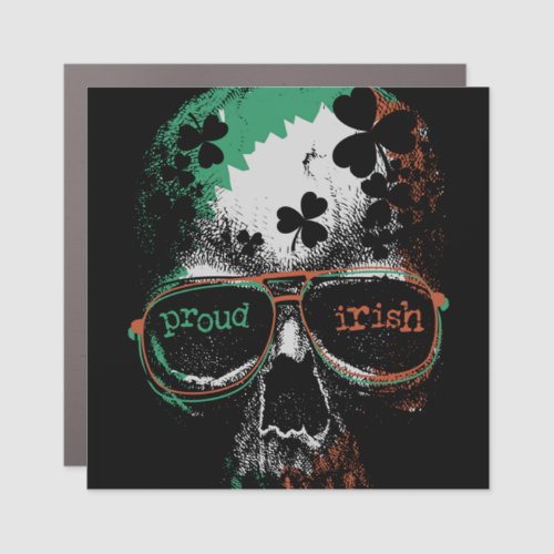 proud to be Irish flag skull  88 Car Magnet