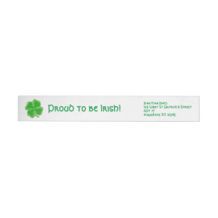 "Proud to be Irish" St Patrick’s Day Shamrocks Wrap Around Label