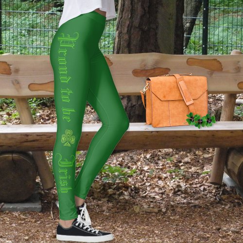 Proud to be Irish St Patricks Day Green Shamrock Leggings