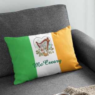 Proud To Be Irish Vintage Harp and Shamrock Custom Accent Pillow