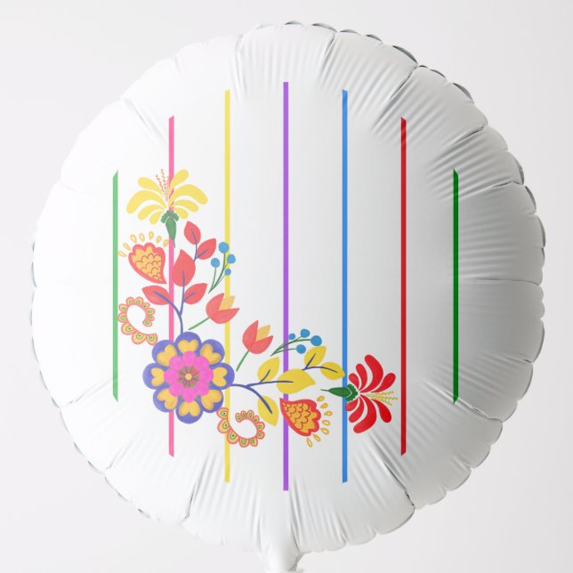 Proud to Be Latino Baby shower | Floral & stripe Balloon (Front)