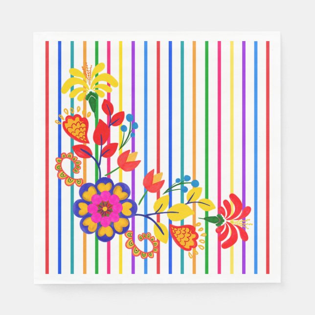 Proud to Be Latino Baby shower | Floral & stripe Napkins (Front)