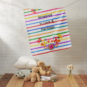 Proud to Be Latino Baby shower Floral & stripes Blanket