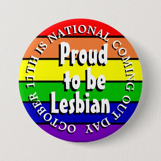 Proud to be Lesbian, National Coming Out Day Button (Front)