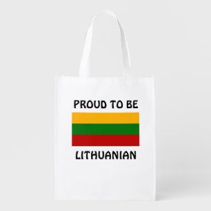 Proud to be Lithuanian, flag of Lithuania Grocery Bag