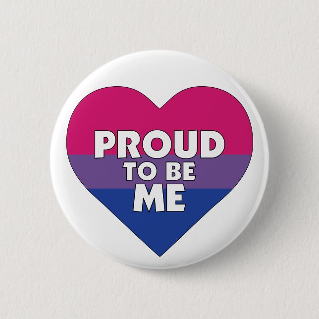 Proud to Be Me bi (bisexual) pride flag heart Button (Front)