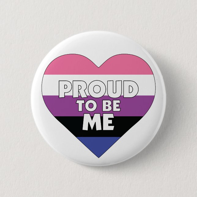 Proud to Be Me genderfluid pride flag heart Button (Front)