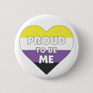 Proud to Be Me nonbinary pride flag heart Button