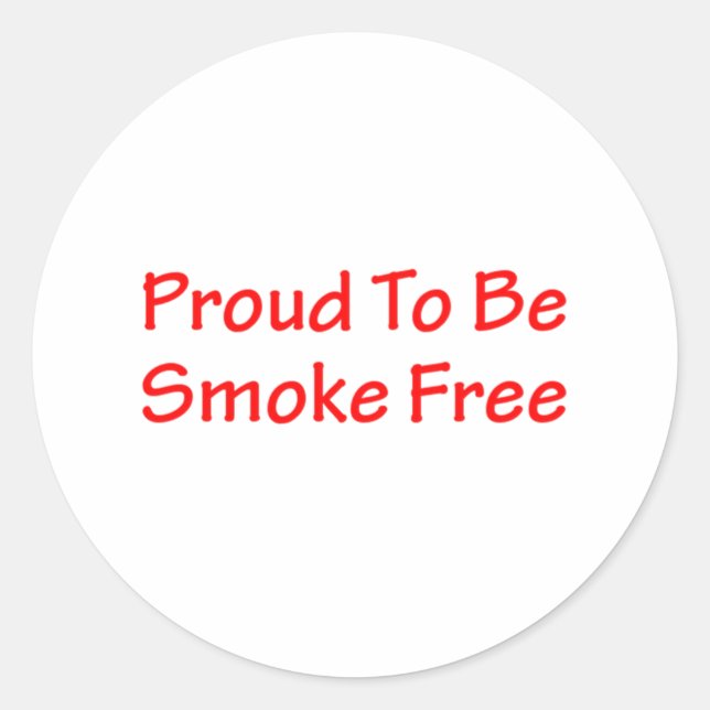 Proud to be smoke free classic round sticker (Front)