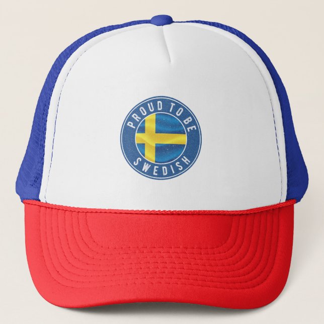Proud to be swedish Flag T-Shirt Trucker Hat (Front)
