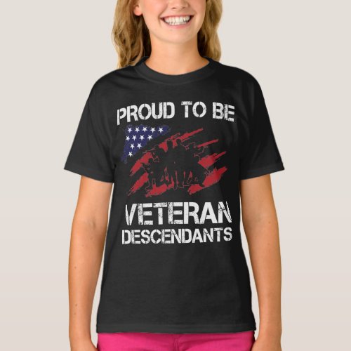 Proud to Be Veteran Descendants Military Child Kid T_Shirt