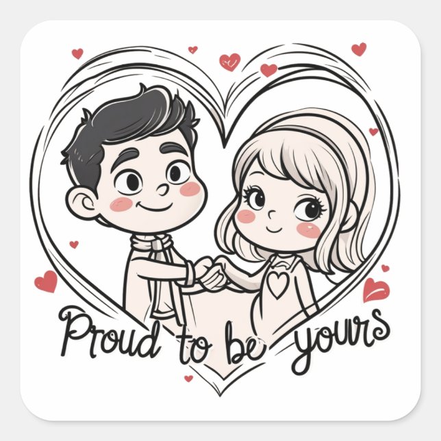 Proud to be yours love square sticker (Front)