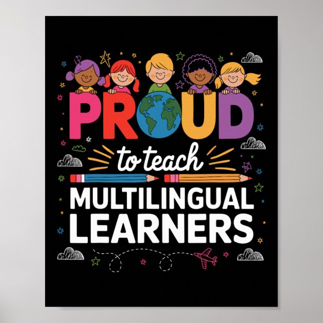 Proud To Teach Multilingual Learners Proud Esl Tea Poster (Front)